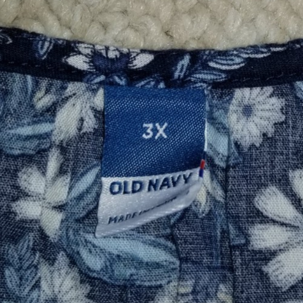 Womens Dress-OLD NAVY-blue/white ditsy floral tiered maxi Cottagecore Prairie-3X - Picture 4 of 4